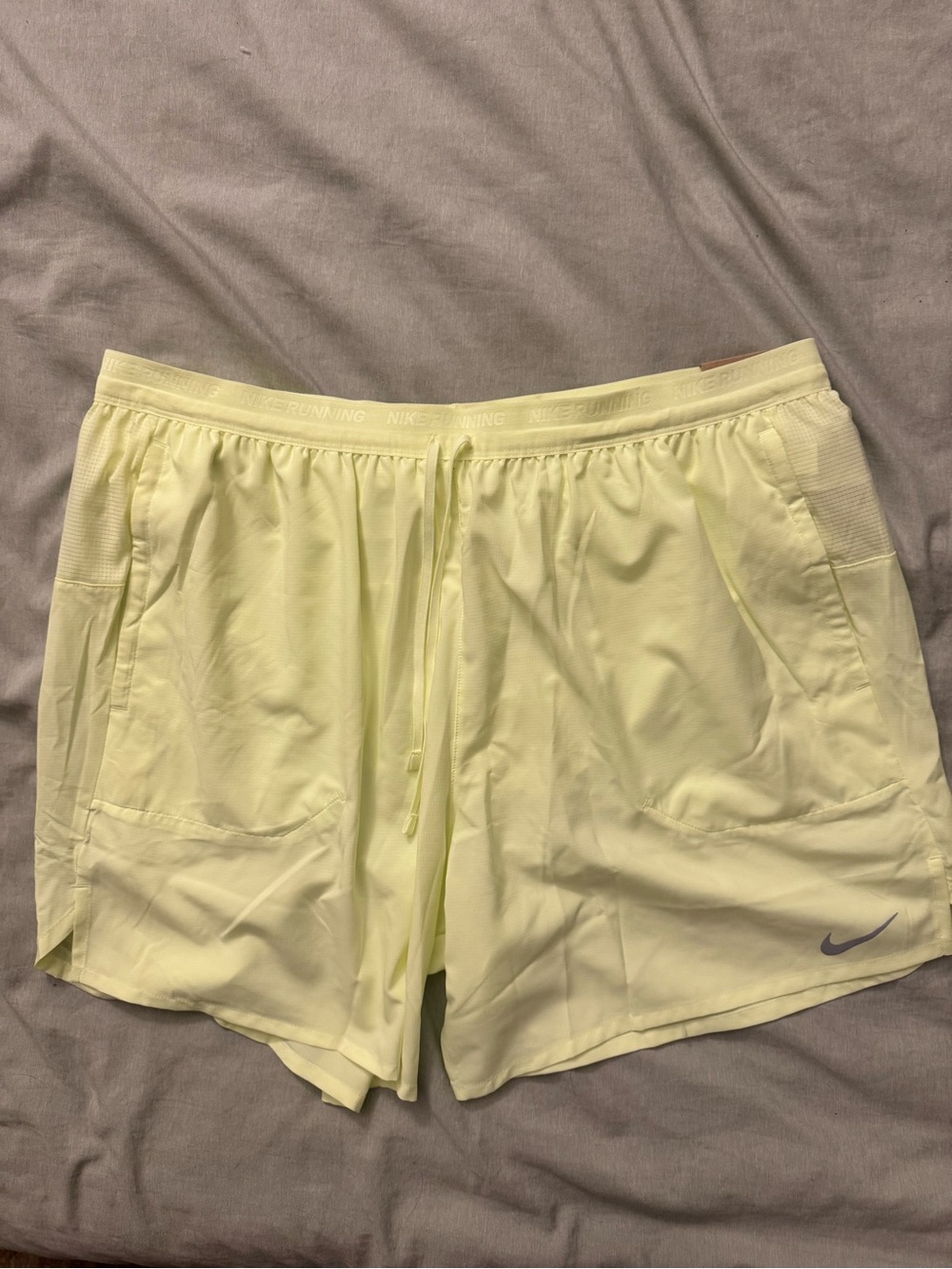 Nike Men’s Light Yellow Athletic Shorts with Drawstring